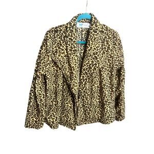Vintage Betmar Leopard Print Blazer Jacket Women's Sz L Comfort Chic Winter